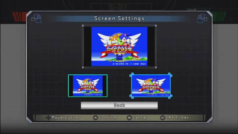 Sega Megadrive Mini screen settings