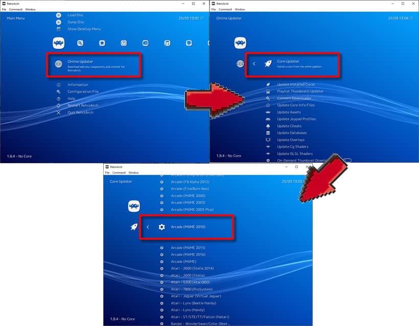 RetroArch - install cores