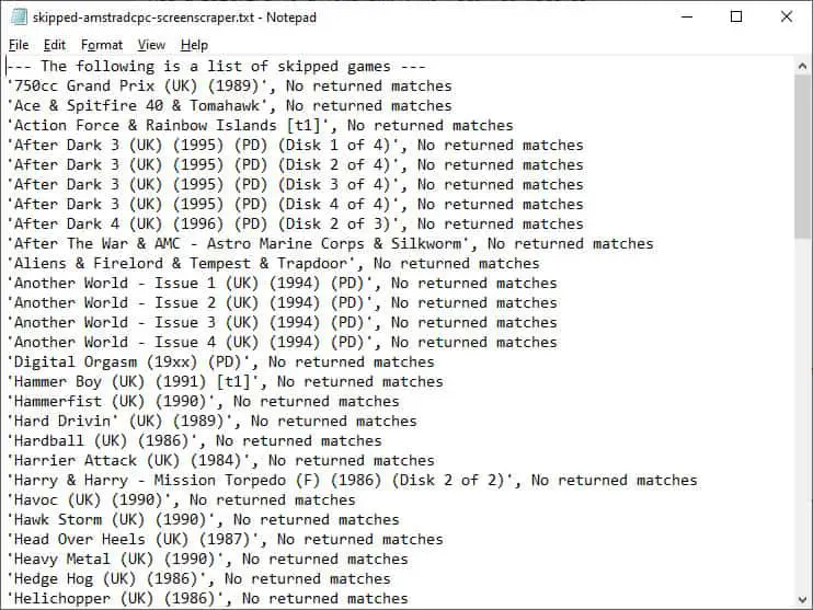 Syscraper skipped ROMs file